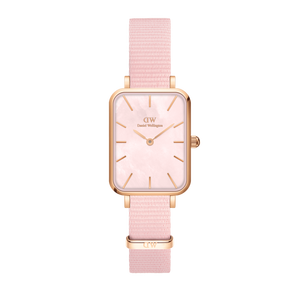  Shop Authentic Daniel Wellington Quadro Pressed Mother of Pearl Pink Dial Pink Nylon Strap Watch For Women - DW00100509 - Luxxuri