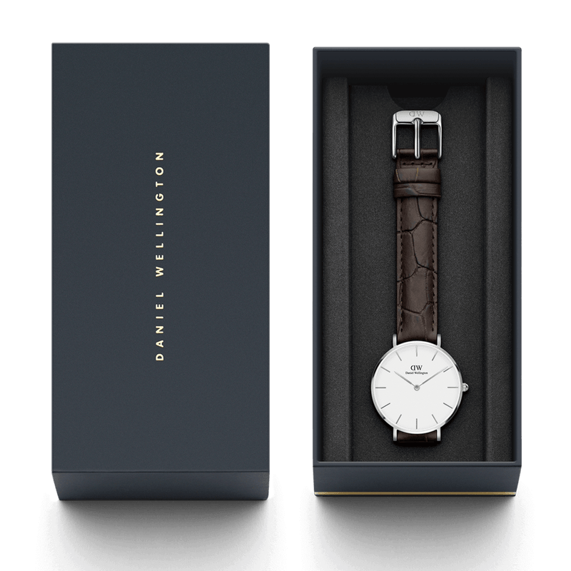 Daniel Wellington Classic Petite York White Dial Brown Leather Strap Watch For Women - DW00100244