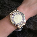 Marc Jacobs Henry Transparent Gold Dial Gold Steel Strap Watch for Women - MBM3206