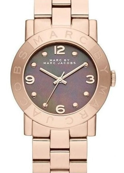  Shop Authentic Marc Jacobs Amy Mother of Pearl Black Dial Rose Gold Steel Strap Watch for Women - MBM8610 - Luxxuri