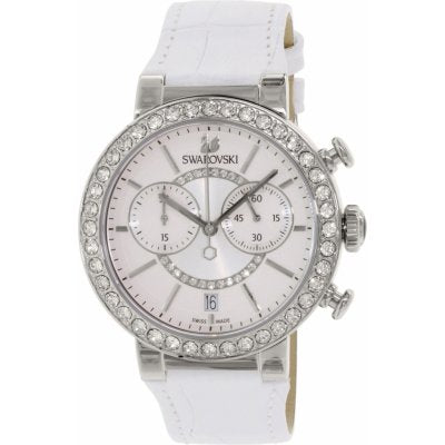  Shop Authentic Swarovski Citra Sphere Chronograph White Dial White Leather Strap Watch for Women - 5027127 - Luxxuri
