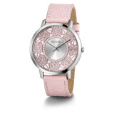  Shop Authentic Guess Dahlia Analog Silver Dial Pink Leather Strap Watch for Women - GW0529L1 - Luxxuri