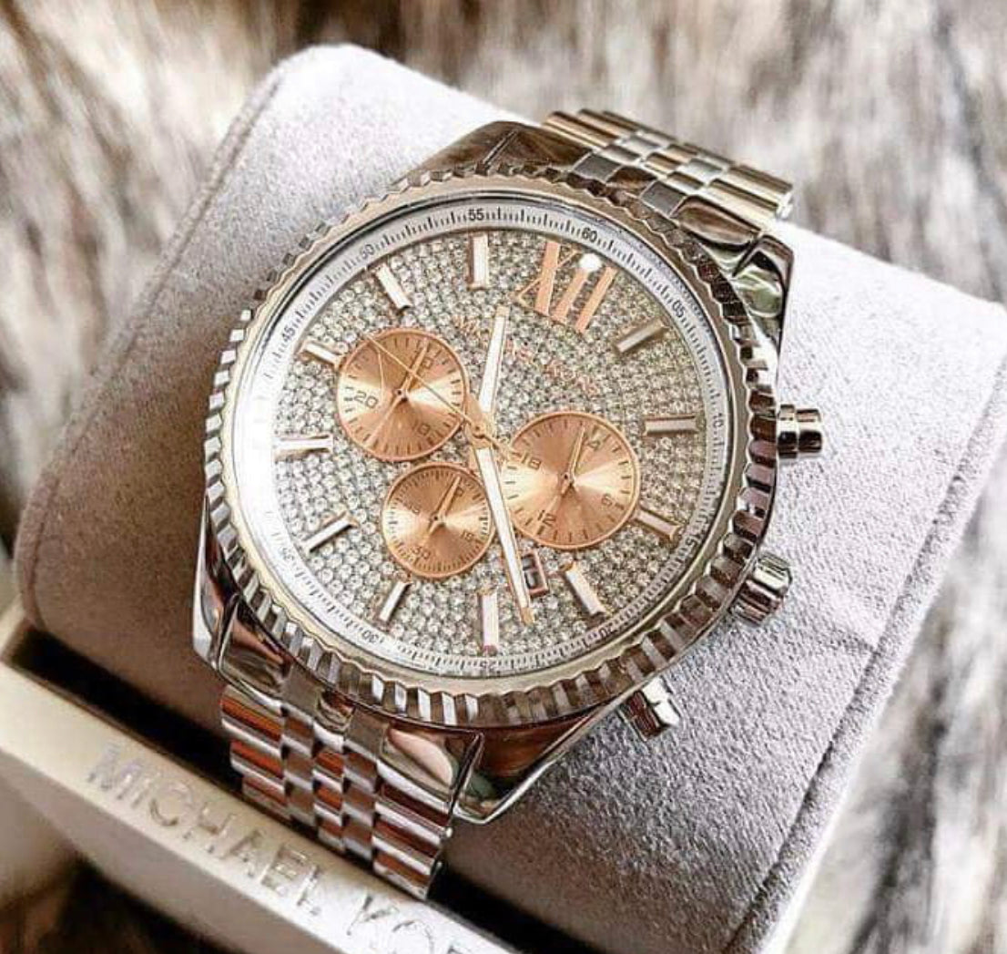  Shop Authentic Michael Kors Lexington Chronograph Silver Dial Silver Steel Strap Watch for Men - MK8515 - Luxxuri