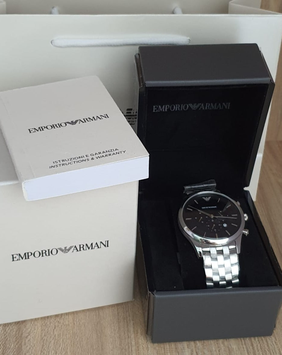  Shop Authentic Emporio Armani Chronograph Black Dial Silver Steel Strap Watch For Men - AR11017 - Luxxuri
