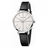 Shop Authentic Calvin Klein Evan White Dial Black Leather Strap Watch for Women - K7B231CY - Luxxuri