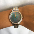  Shop Authentic Michael Kors Cinthia Mother of Pearl Grey Dial Two Tone Steel Strap Watch for Women - MK3642 - Luxxuri