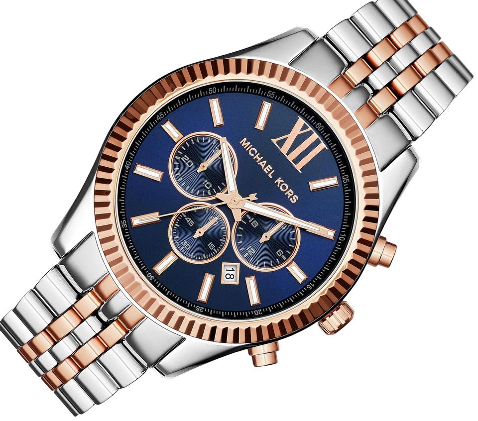  Shop Authentic Michael Kors Lexington Blue Dial Two Tone Steel Strap Watch for Men - MK8412 - Luxxuri