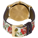  Shop Authentic Gucci G Timeless Floral Gold Dial White Leather Strap Watch For Women - YA1264084 - Luxxuri