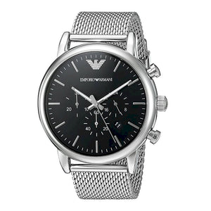  Shop Authentic Emporio Armani Luigi Black Dial Silver Mesh Bracelet Watch For Men - AR8032 - Luxxuri