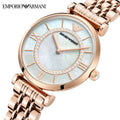Emporio Armani Gianni T Bar Mother of Pearl Rose Gold Stainless Steel Strap Watch For Women - AR1909