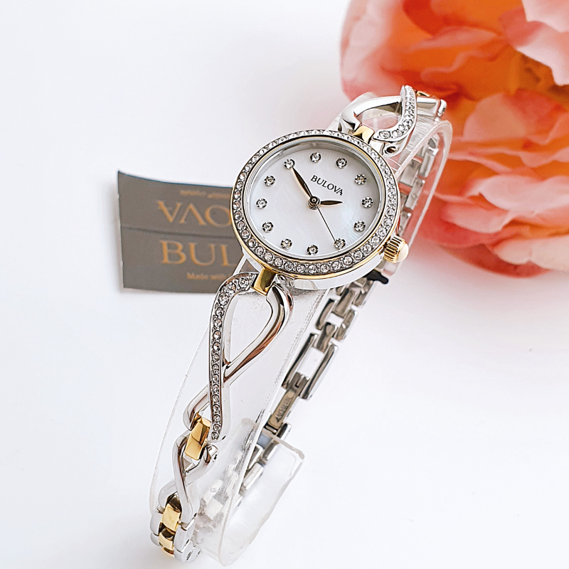  Shop Authentic Bulova Analog Crystals Mother of Pearl Dial Silver Steel Strap Watch for Women - 98X109 - Luxxuri