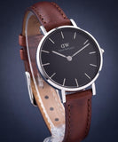  Shop Authentic Daniel Wellington Classic Petite St Mawes Black Dial Brown Leather Strap Watch For Women - DW00100237 - Luxxuri