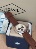  Shop Authentic Fossil Retro Traveler Chronograph White Dial Brown Leather Strap Watch for Men - CH2886 - Luxxuri