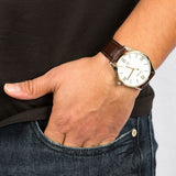  Shop Authentic Hugo Boss Classic White Dial Brown Leather Strap Watch for Men - 1513486 - Luxxuri