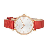  Shop Authentic Emporio Armani Gianni T Bar Silver Dial Red Leather Strap Watch For Women - AR1876 - Luxxuri