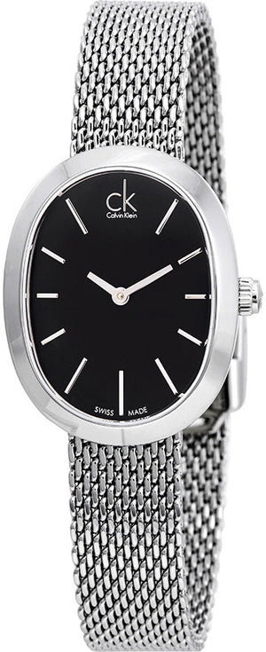  Shop Authentic Calvin Klein Incentive Black Dial Silver Mesh Bracelet Watch for Women - K3P23121 - Luxxuri