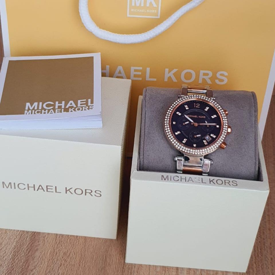  Shop Authentic Michael Kors Parker Blue Dial Two Tone Steel Strap Watch for Women - MK6141 - Luxxuri