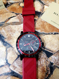  Shop Authentic Burberry The City Chronograph Black Dial Red Rubber Strap Watch For Men - BU9805 - Luxxuri