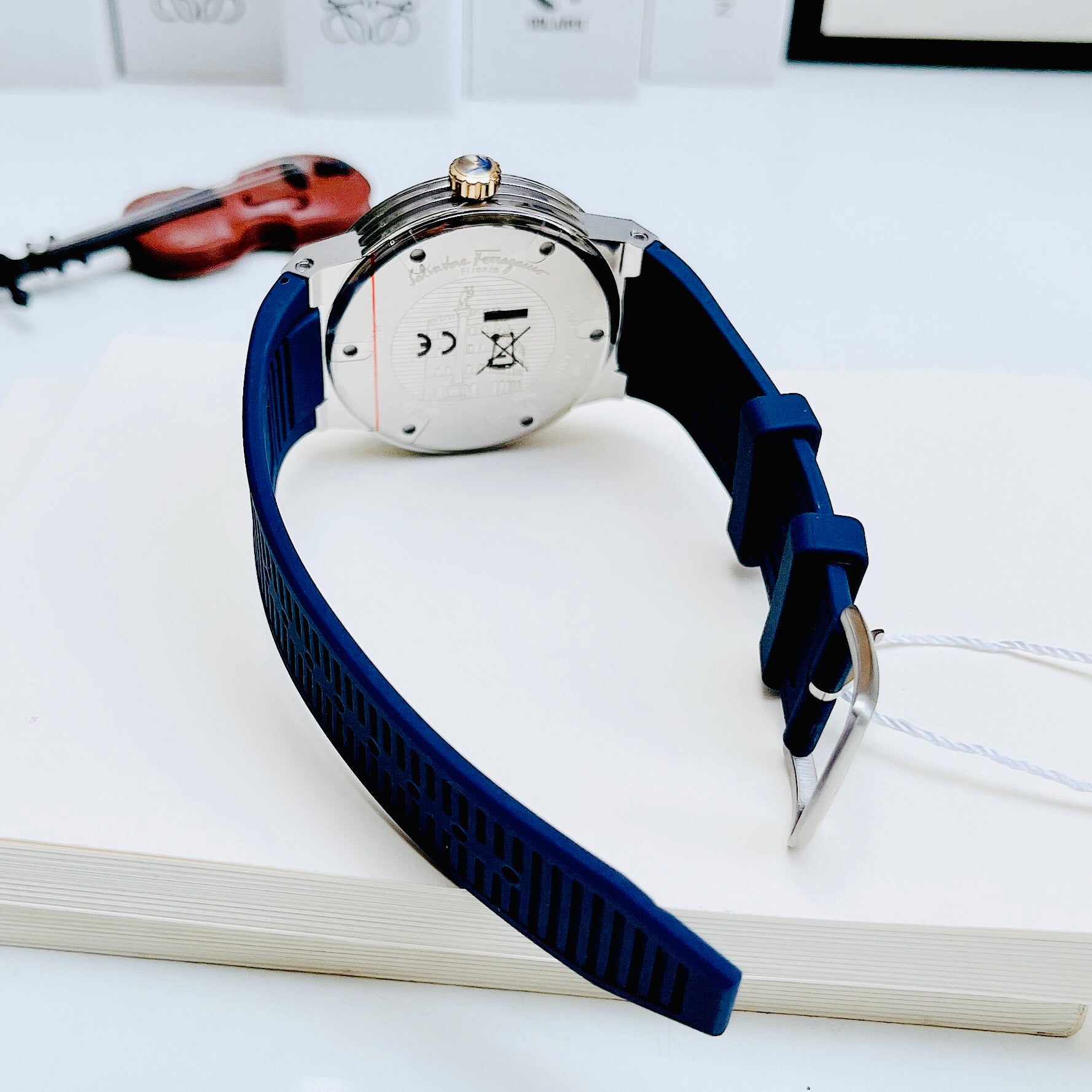  Shop Authentic Salvatore Ferragamo F-80 Blue Dial Blue Rubber Strap Watch For Men - SFHY01122 - Luxxuri