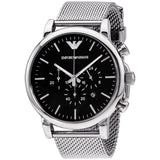  Shop Authentic Emporio Armani Classic Chronograph Black Dial Silver Mesh Bracelet Watch For Men - AR1808 - Luxxuri