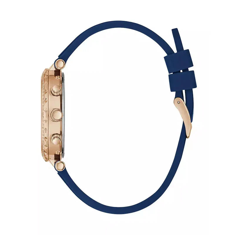  Shop Authentic Guess Solstice Diamonds Silver Dial Blue Rubber Strap Watch for Women - GW0113L3 - Luxxuri