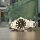  Shop Authentic Guess Sparkler Diamonds Black Dial Gold Steel Strap Watch for Women - GW0111L2 - Luxxuri