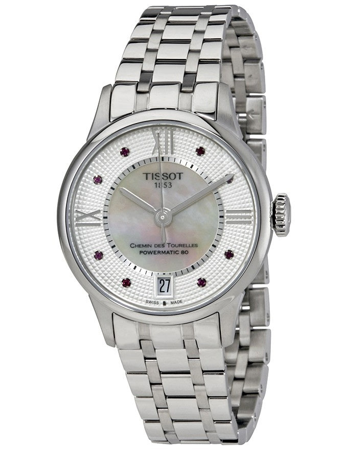  Shop Authentic Tissot Chemin Des Tourelles Powermatic 80 Rubies Mother of Pearl Dial Silver Steel Strap Watch For Women - T099.207.11.113.00 - Luxxuri