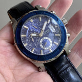  Shop Authentic Guess Pinnacle Chronograph Quartz Blue Dial Black Leather Strap Watch For Men - W0673G4 - Luxxuri