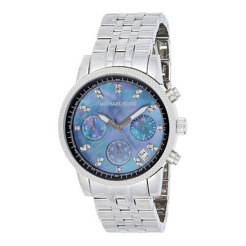 Michael Kors Jet Set Chronograph Blue Dial Silver Steel Strap Watch for Women - MK5021