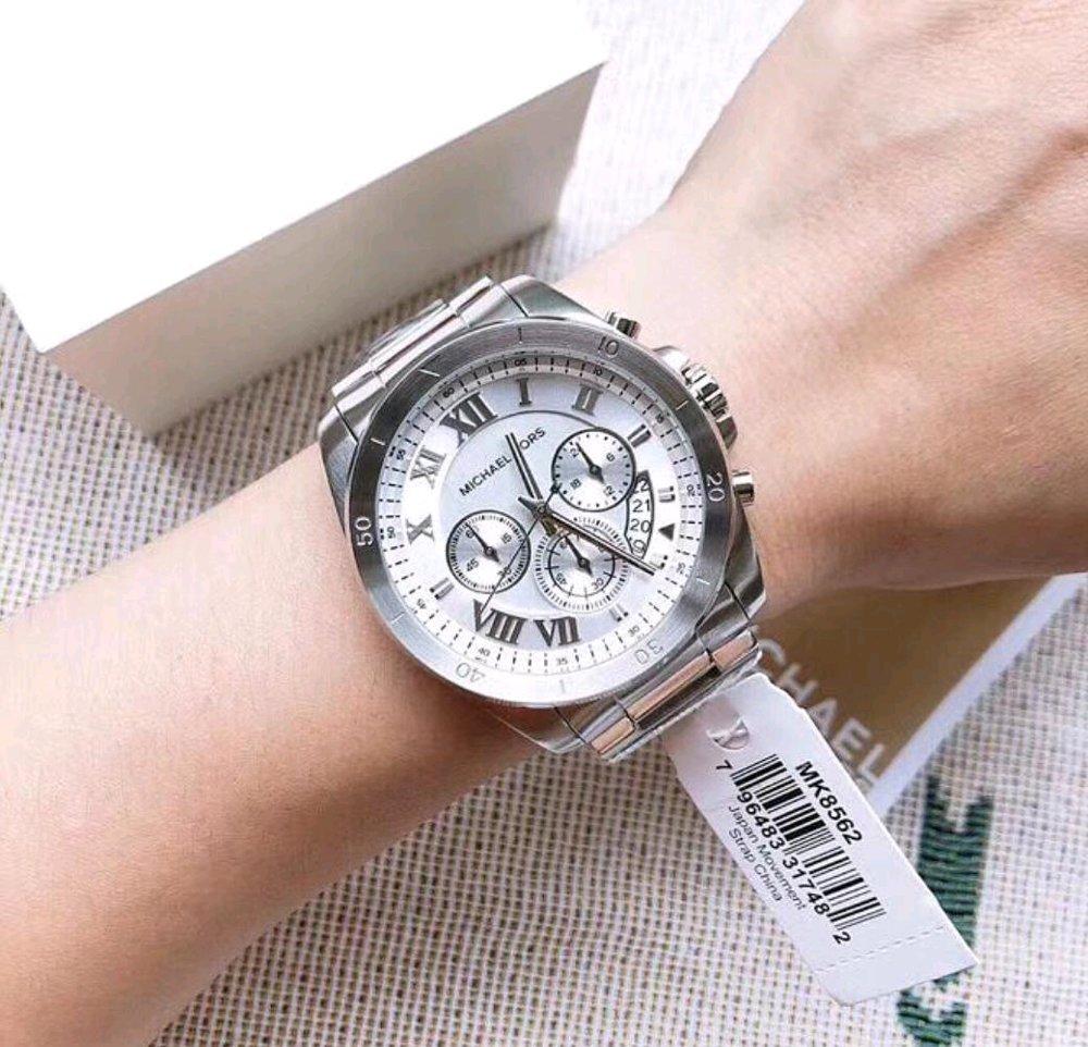  Shop Authentic Michael Kors Brecken Chronograph Silver Dial Silver Steel Strap Watch For Women - MK8562 - Luxxuri
