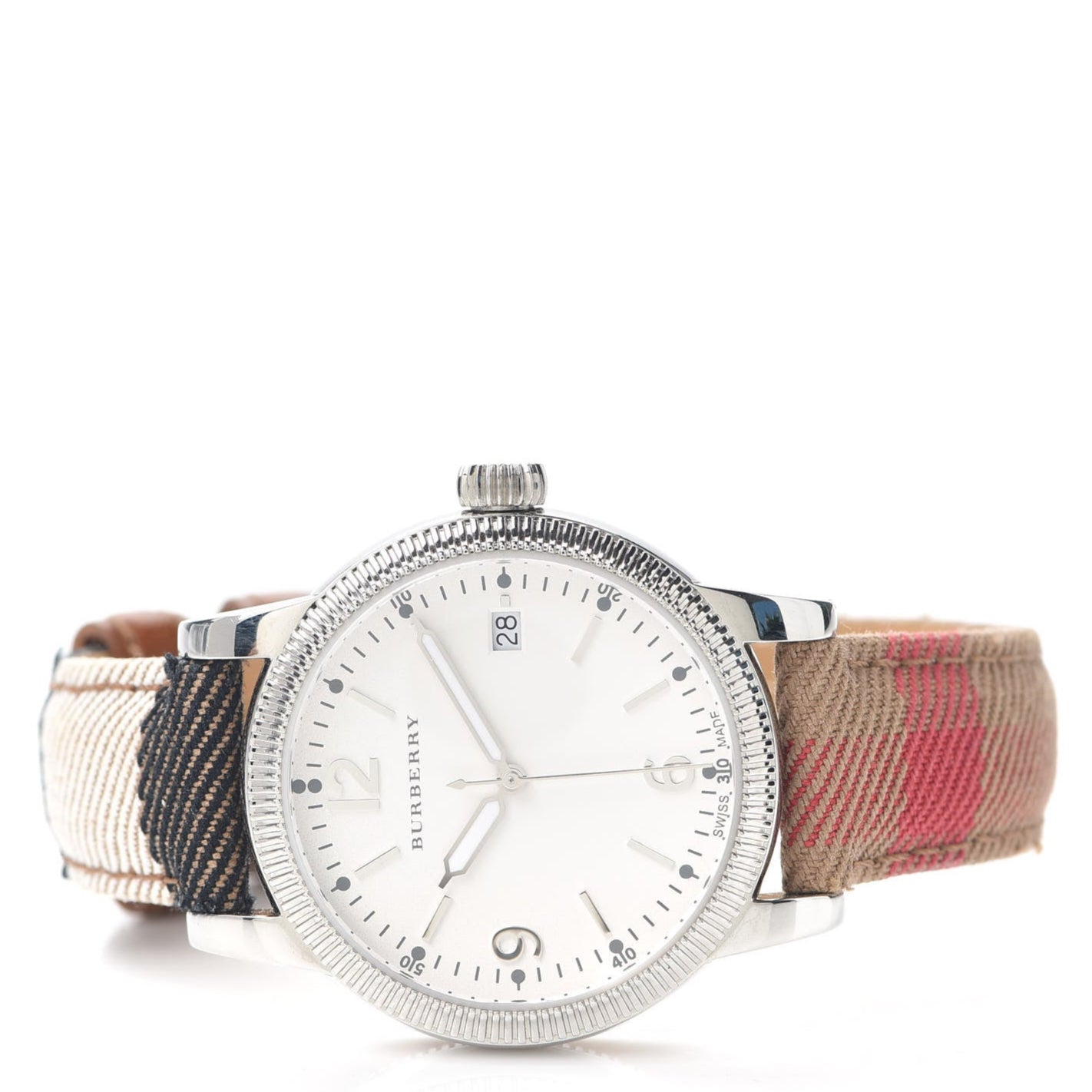  Shop Authentic Burberry Utilitarian White Dial Multicolor Leather Strap Watch for Women - BU7824 - Luxxuri