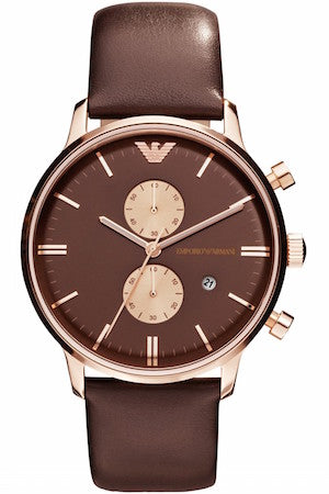  Shop Authentic Emporio Armani Classic Chronograph Brown Dial Brown Leather Strap Watch For Men - AR0387 - Luxxuri