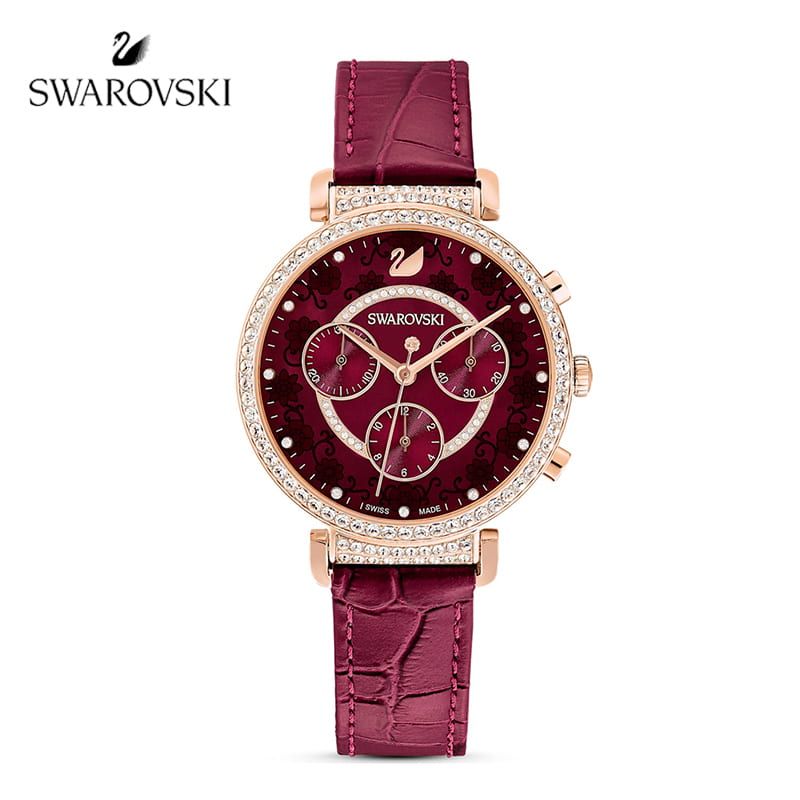  Shop Authentic Swarovski Era Journey Red Dial Red Leather Strap Watch for Women - 5416701 - Luxxuri