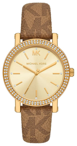  Shop Authentic Michael Kors Quartz Gold Dial Brown Leather Strap Watch For Women - MKO1026 - Luxxuri