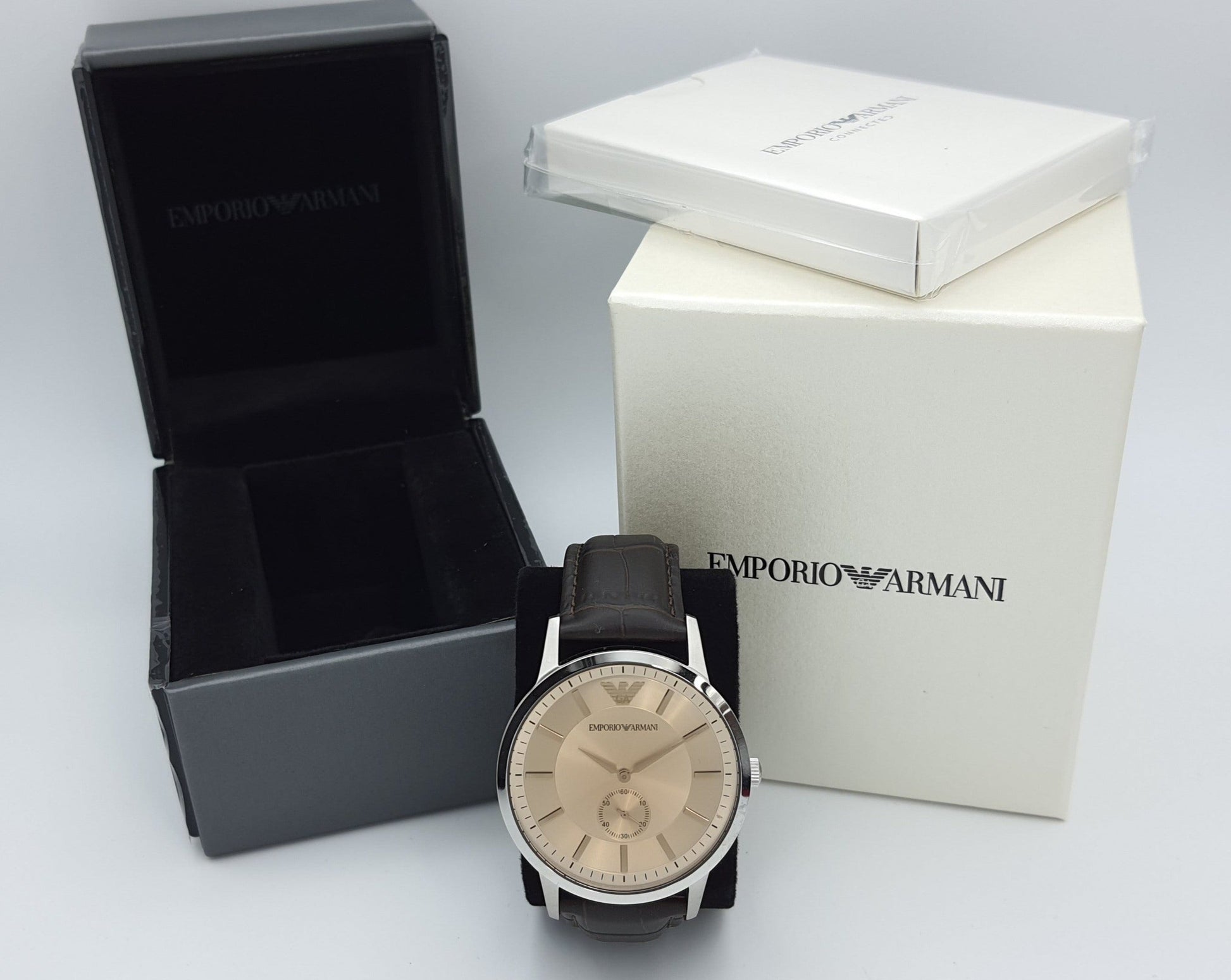  Shop Authentic Emporio Armani Kappa Classic Brown Dial Brown Leather Strap Watch For Men - AR9106 - Luxxuri