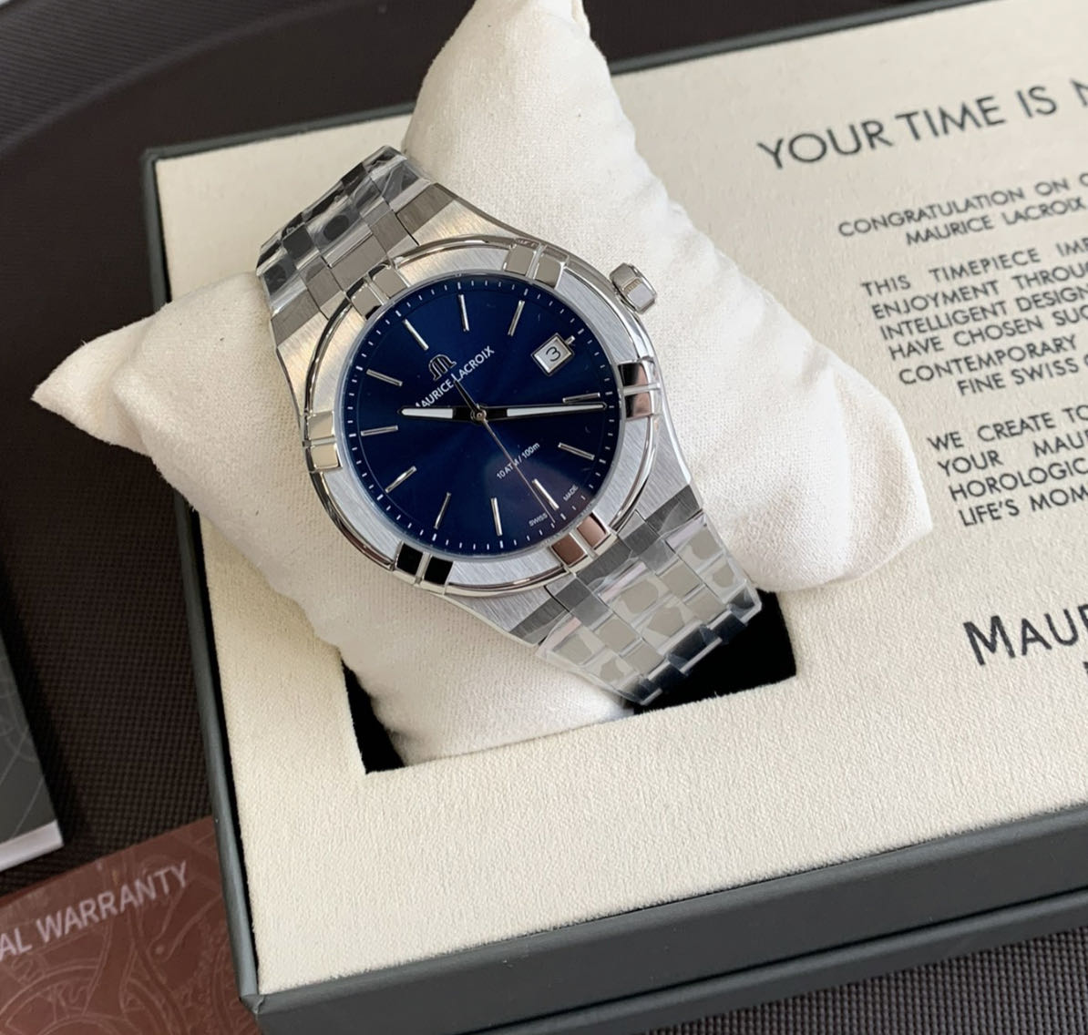  Shop Authentic Maurice Lacroix Aikon Date Blue Dial Silver Steel Strap Watch for Men - AI1108-SS002-430-1 - Luxxuri