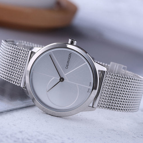  Shop Authentic Calvin Klein Minimal Silver Dial Silver Mesh Bracelet Watch for Women - K3M2212Z - Luxxuri
