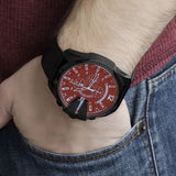  Shop Authentic Diesel Mega Chief Black Dial Black Leather Strap Watch For Men - DZ4323 - Luxxuri