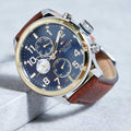  Shop Authentic Tommy Hilfiger Sport Multifunction Blue Dial Brown Leather Strap Watch for Men - 1791137 - Luxxuri