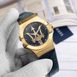  Shop Authentic Maserati Potenza Blue Dial Blue Leather Strap Watch For Men - R8851108035 - Luxxuri