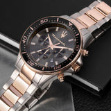  Shop Authentic Maserati SFIDA Chronograph Black Dial Two Tone Steel Strap Watch For Men - R8873640002 - Luxxuri