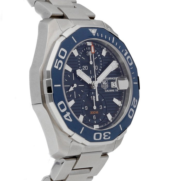  Shop Authentic Tag Heuer Aquaracer Calibre 16 43mm Blue Dial Silver Steel Strap Watch for Men - CAY211B.BA0927 - Luxxuri