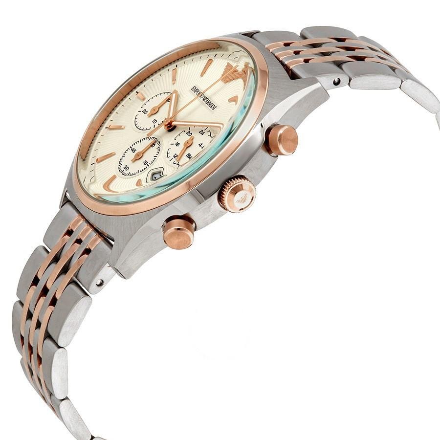  Shop Authentic Emporio Armani Classic Chronograph White Dial Two Tone Steel Strap Watch For Men - AR0396 - Luxxuri