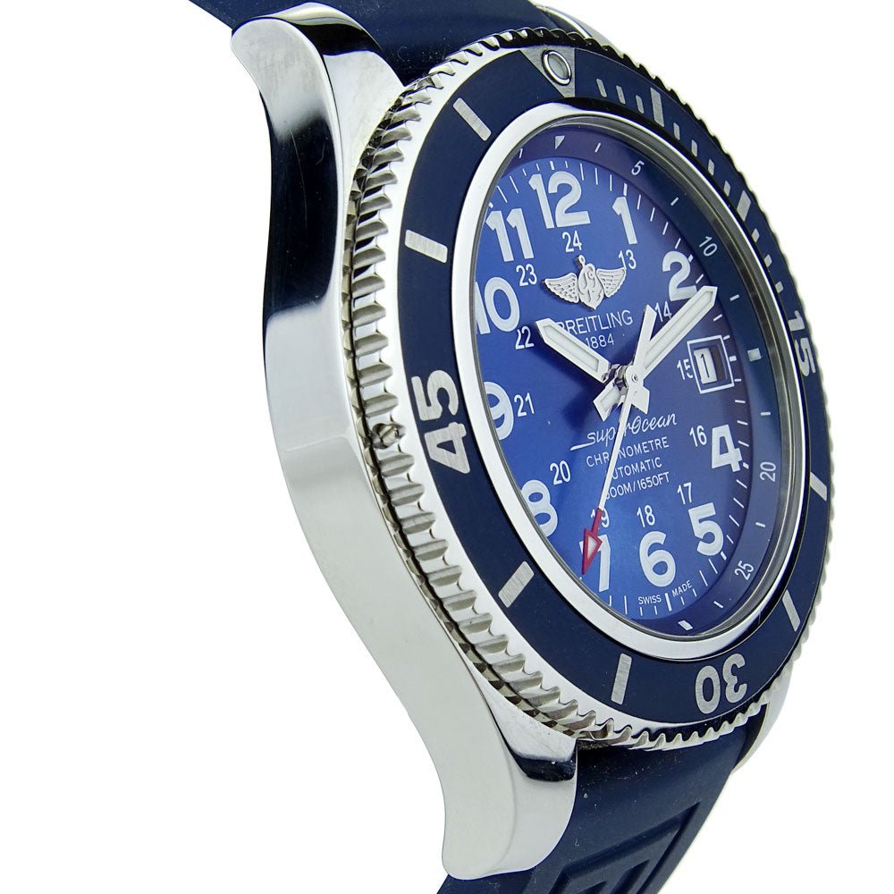  Shop Authentic Breitling Superocean II 44mm Blue Dial Blue Rubber Strap Watch for Men - A17392D8/C910/158S/A20SS.1 - Luxxuri