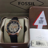  Shop Authentic Fossil Townsman Automatic Skeleton Black Dial Black Leather Strap Watch for Men - ME3084 - Luxxuri