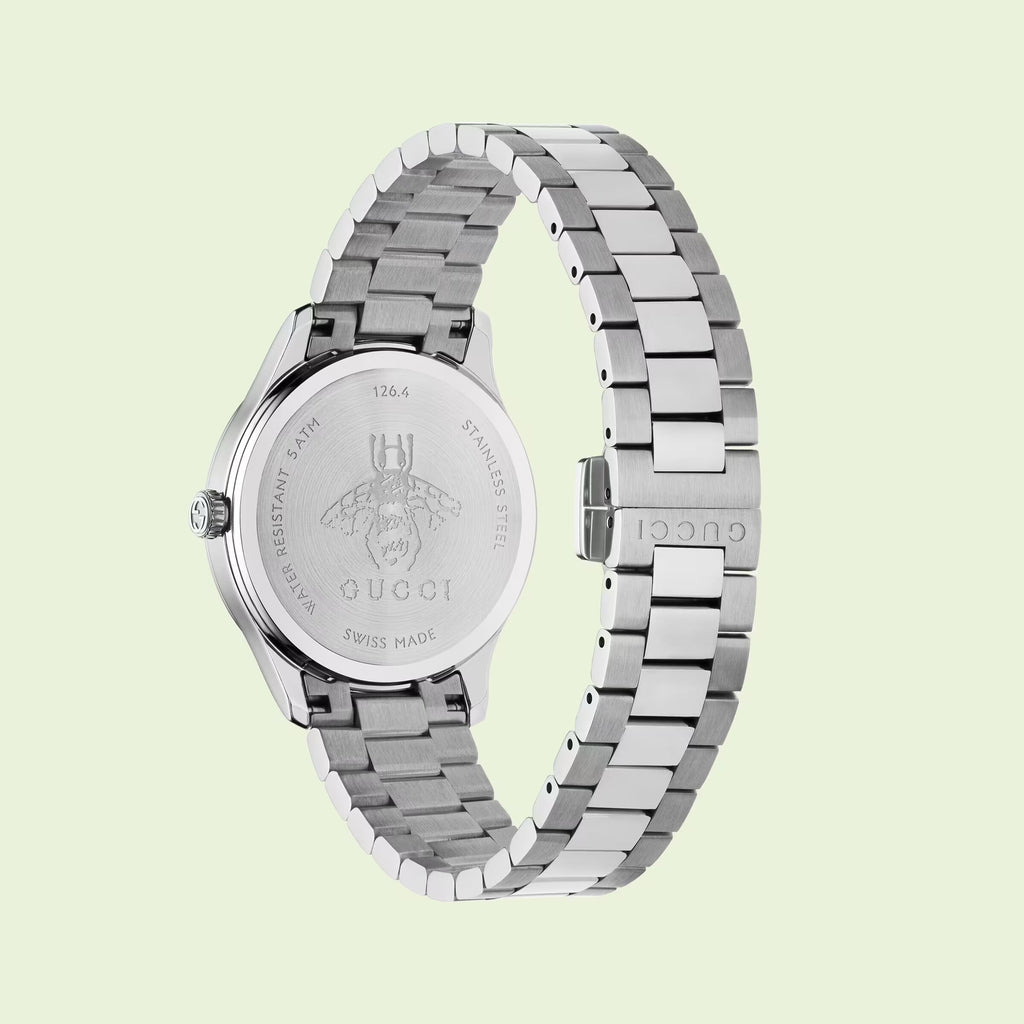  Shop Authentic Gucci G Timeless Quartz Gold Dial Silver Steel Strap Watch for Women - YA1265035 - Luxxuri