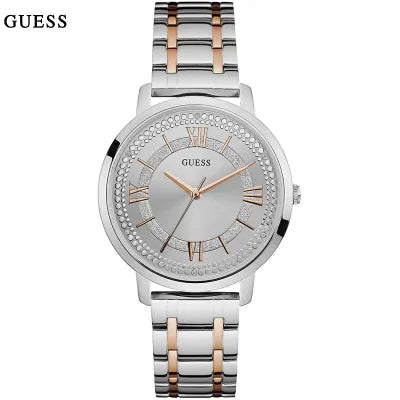  Shop Authentic Guess Montauk Silver Dial Two Tone Steel Strap Watch For Women - W0933L6 - Luxxuri