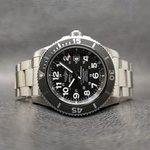  Shop Authentic Breitling Superocean II 44mm Black Dial Black Steel Strap Watch for Men - A17392D71B1A1 - Luxxuri