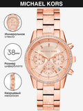  Shop Authentic Michael Kors Ritz Chronograph Rose Gold Dial Rose Gold Steel Strap Watch For Women - MK6598 - Luxxuri