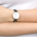  Shop Authentic Daniel Wellington Classic Petite Sheffield White Dial Black Leather Strap Watch For Women - DW00100230 - Luxxuri